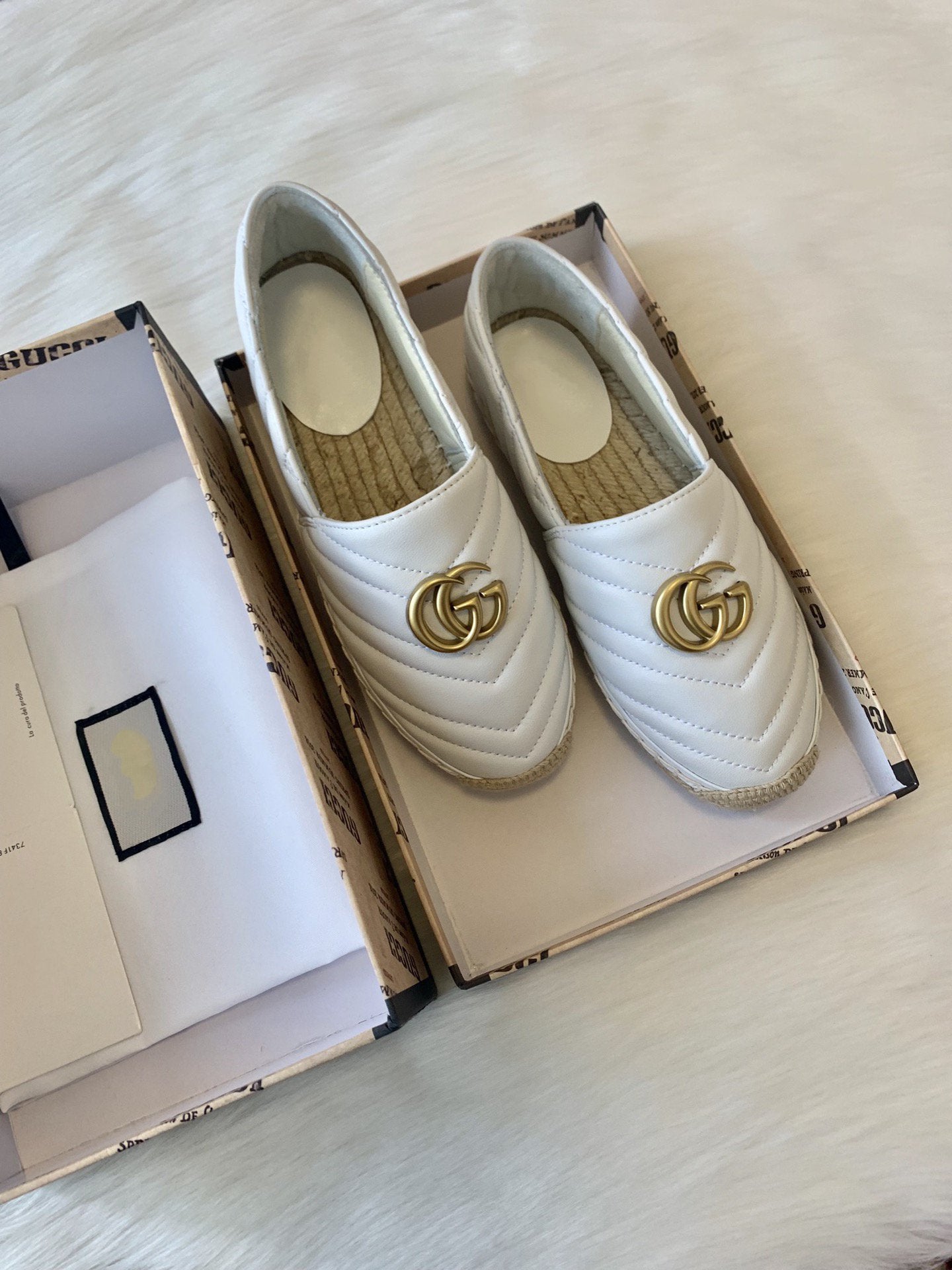 Luxury Gucci gg espadrilles white calfskin