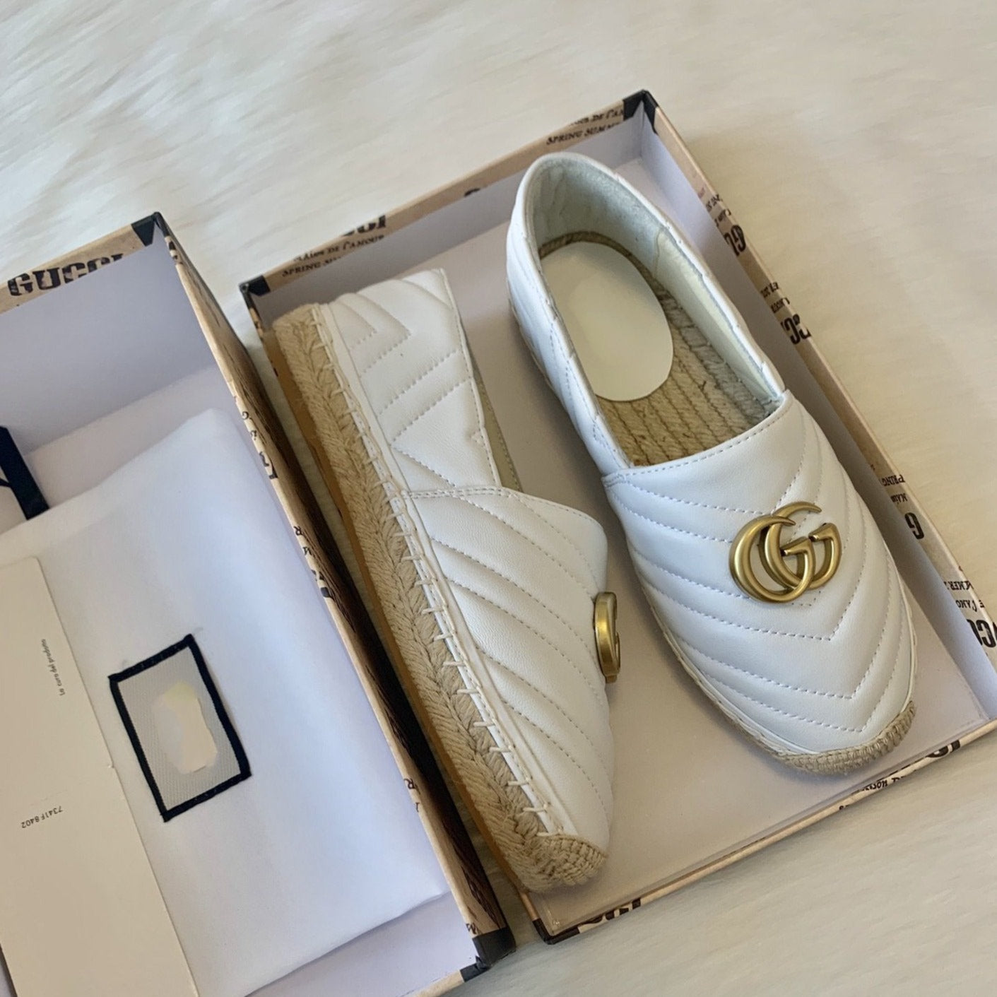 Luxury Gucci gg espadrilles white calfskin
