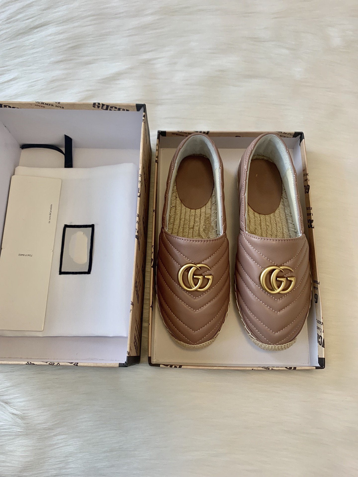 Luxury Gucci gg espadrilles dark powder pink calfskin