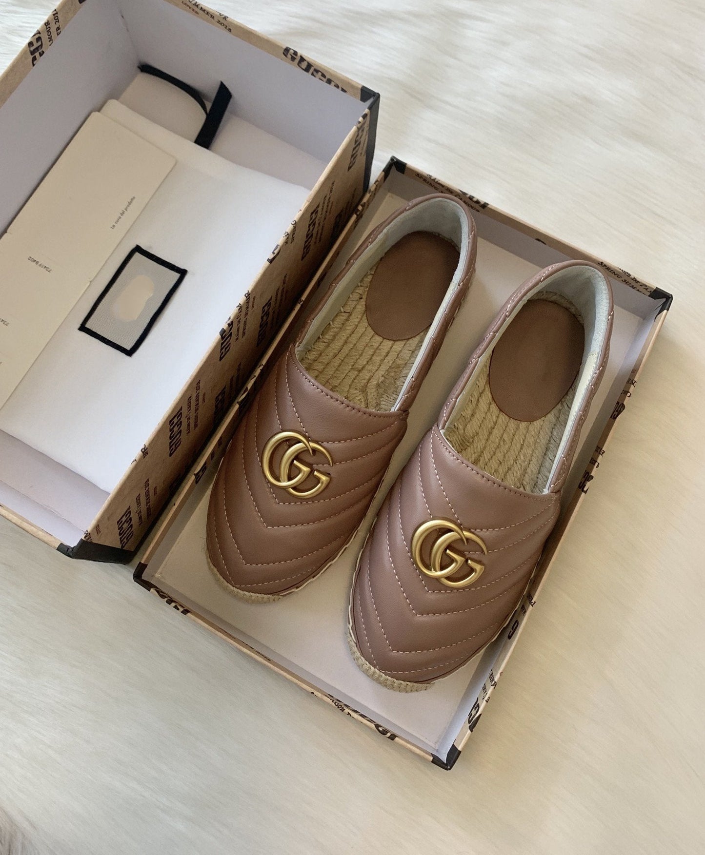 Luxury Gucci gg espadrilles dark powder pink calfskin