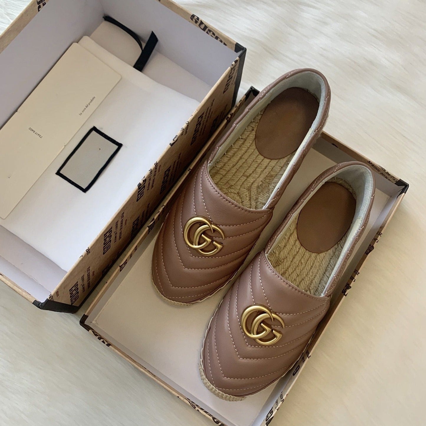 Luxury Gucci gg espadrilles dark powder pink calfskin