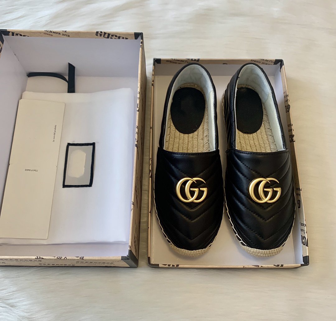 Luxury Gucci gg espadrilles black calfskin