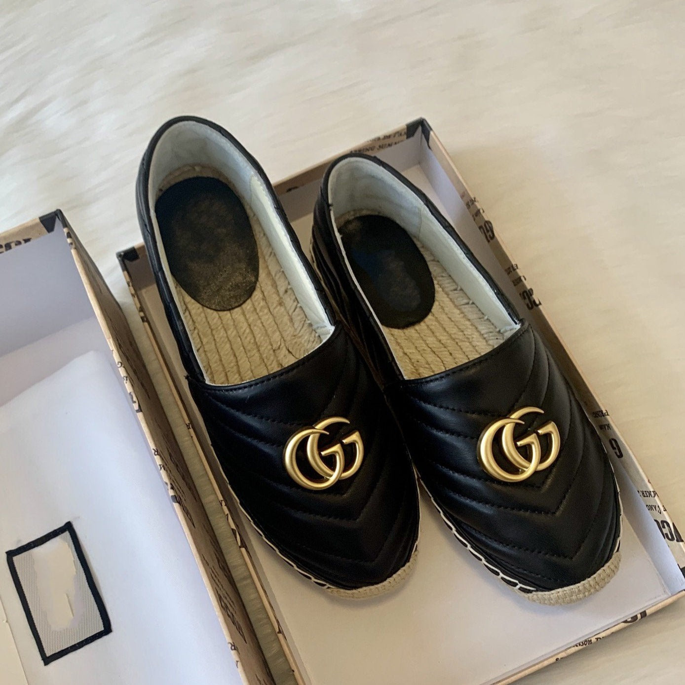 Luxury Gucci gg espadrilles black calfskin