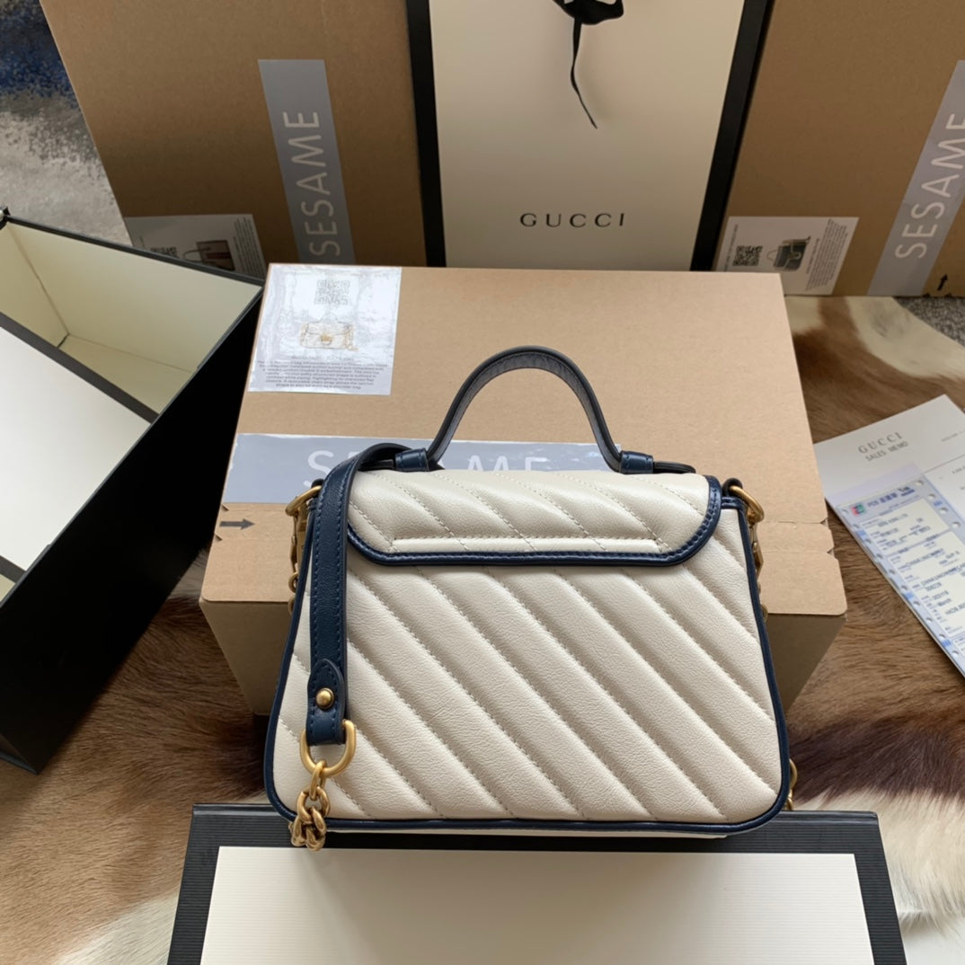 Luxury Gucci GG MARMONT MINI 21 HANDBAG IN WHITE CALFSKIN