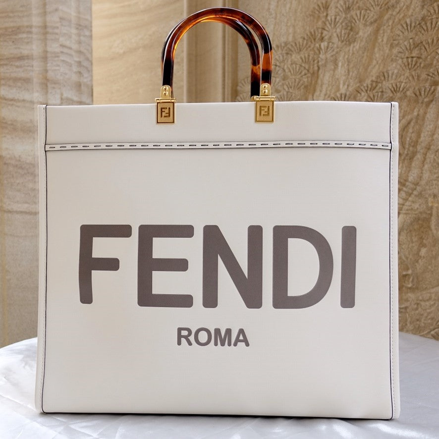 Luxury FendiFend Sunshine Large Bag 40.5 White Leather