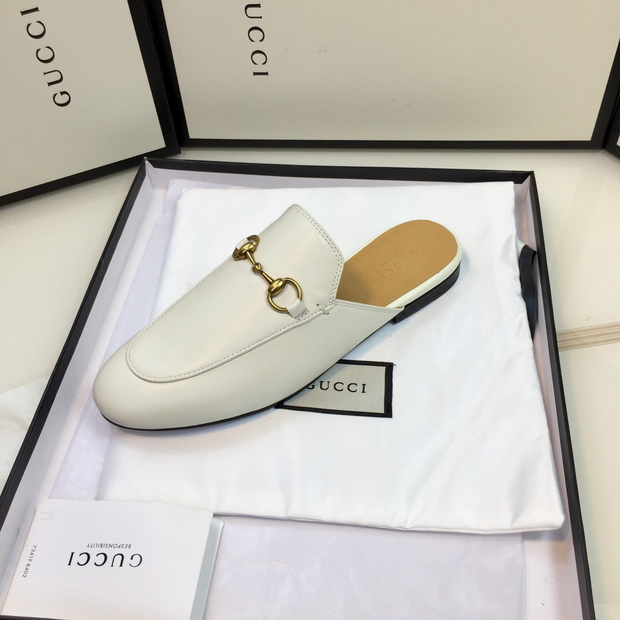 Luxury Gucci GG SLIPPER PRINCETOWN WHITE CALFSKIN