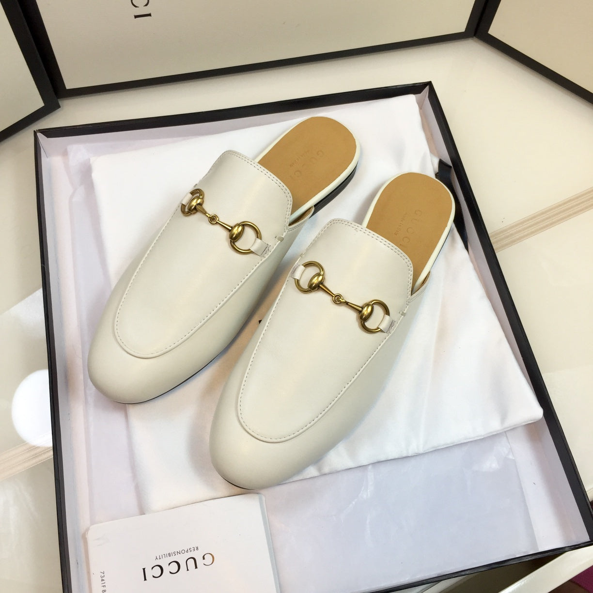 Luxury Gucci GG SLIPPER PRINCETOWN WHITE CALFSKIN