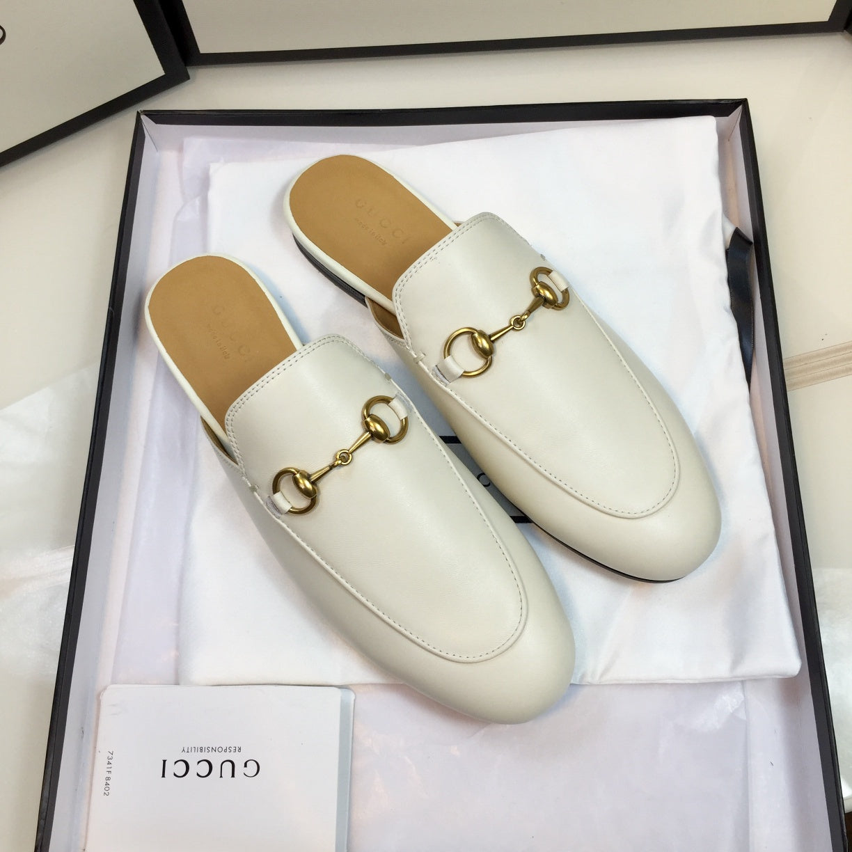 Luxury Gucci GG SLIPPER PRINCETOWN WHITE CALFSKIN
