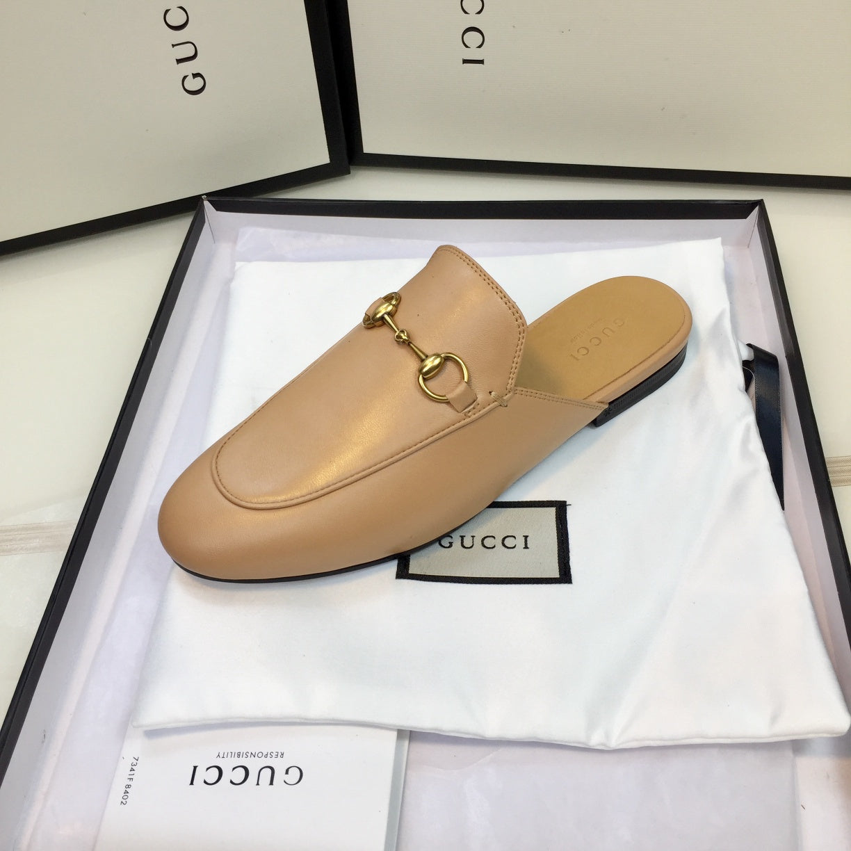 Luxury Gucci GG SLIPPER PRINCETOWN BEIGE CALFSKIN