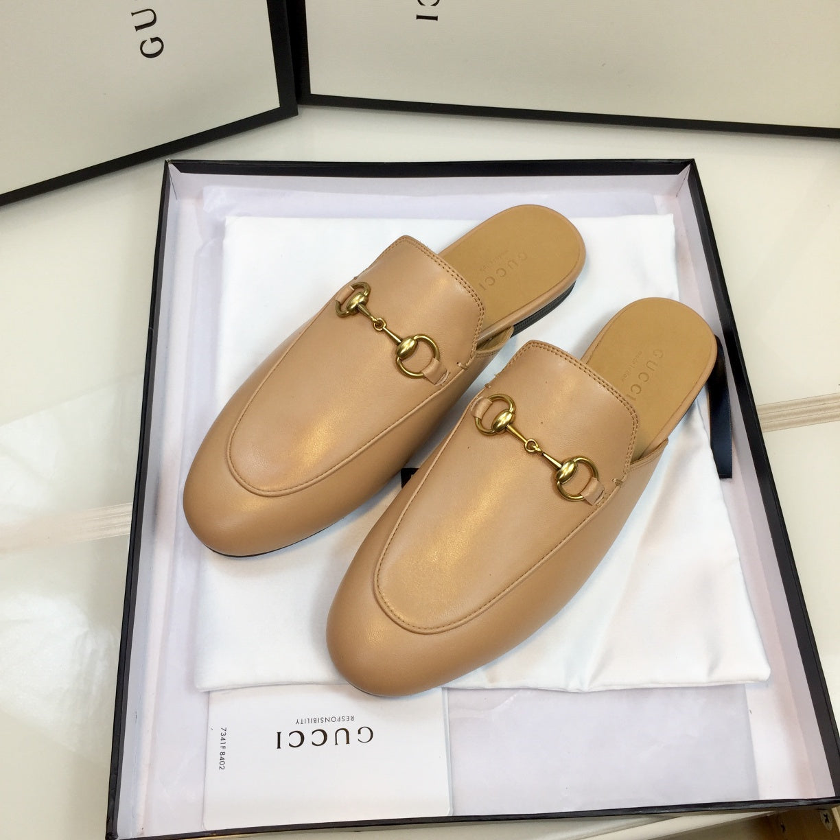 Luxury Gucci GG SLIPPER PRINCETOWN BEIGE CALFSKIN