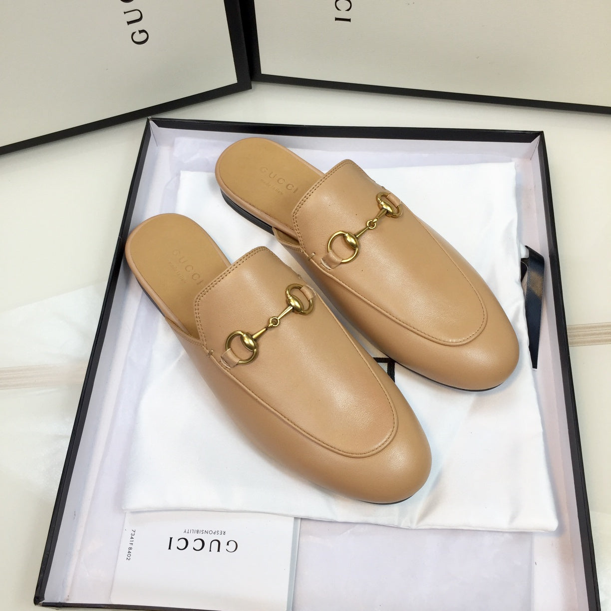 Luxury Gucci GG SLIPPER PRINCETOWN BEIGE CALFSKIN
