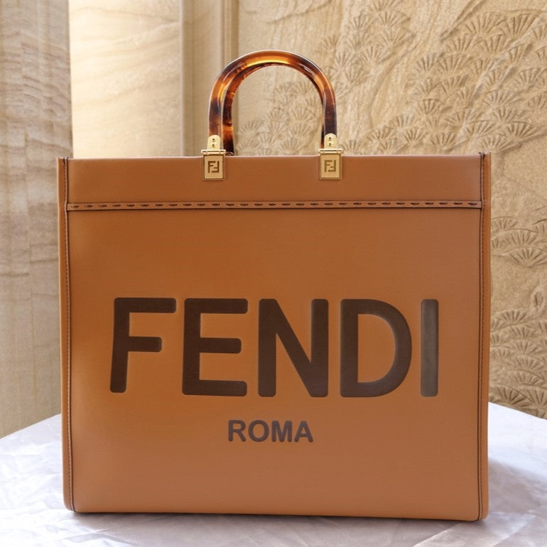 Luxury FendiFend Sunshine Large Bag 40.5 Tan Leather