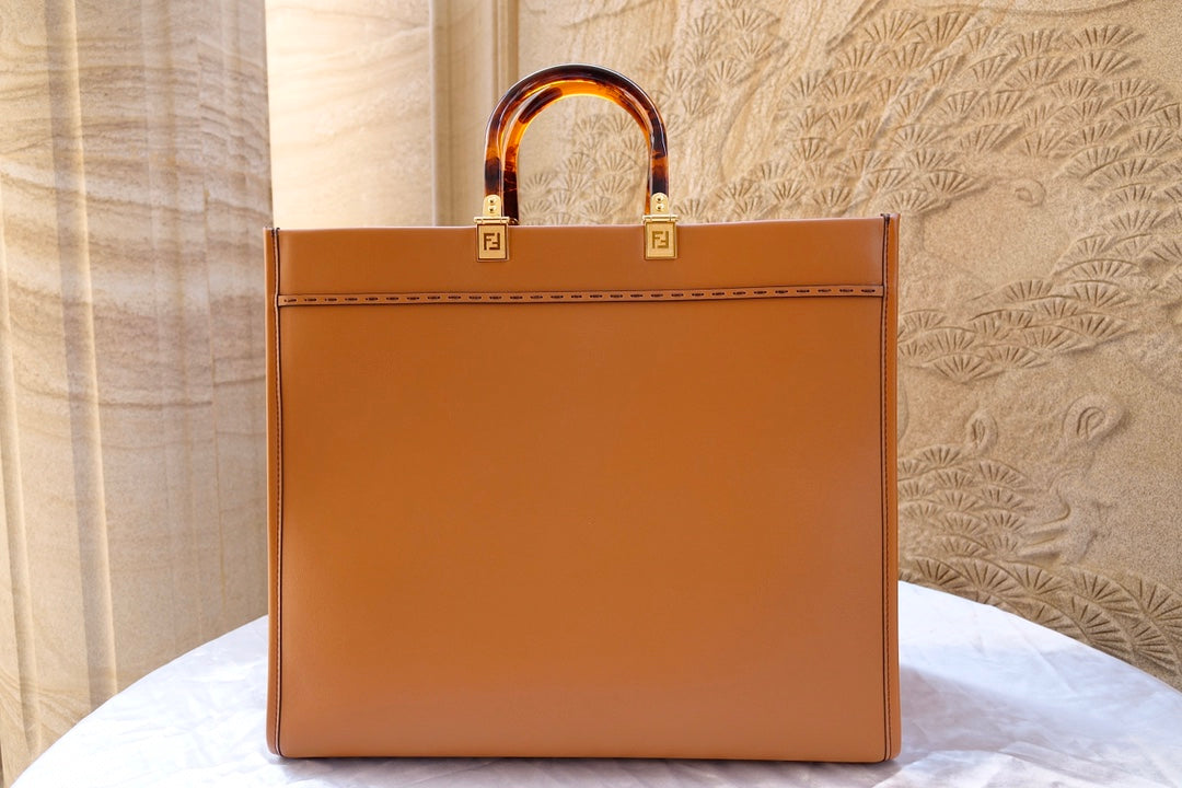 Luxury FendiFend Sunshine Large Bag 40.5 Tan Leather