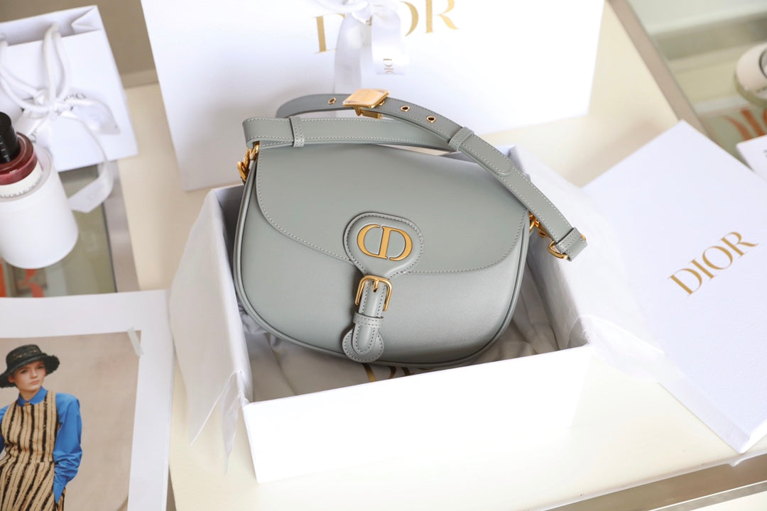 Luxury DiorMEDIUM BOBBY 22CM DARK GREY CALFSKIN GOLD HARDWARE