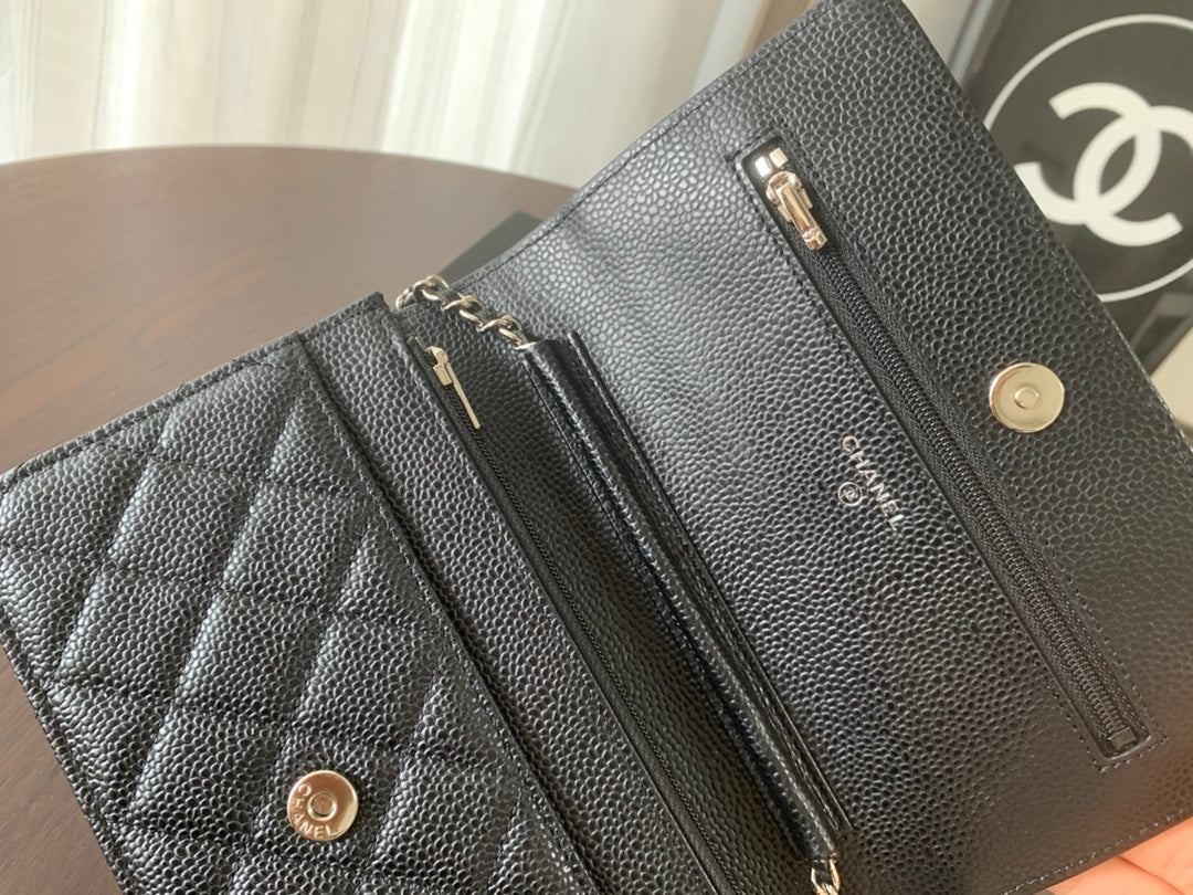 Luxury Chanel WOC 19CM BLACK CAVIAR SILVER HARDWARE
