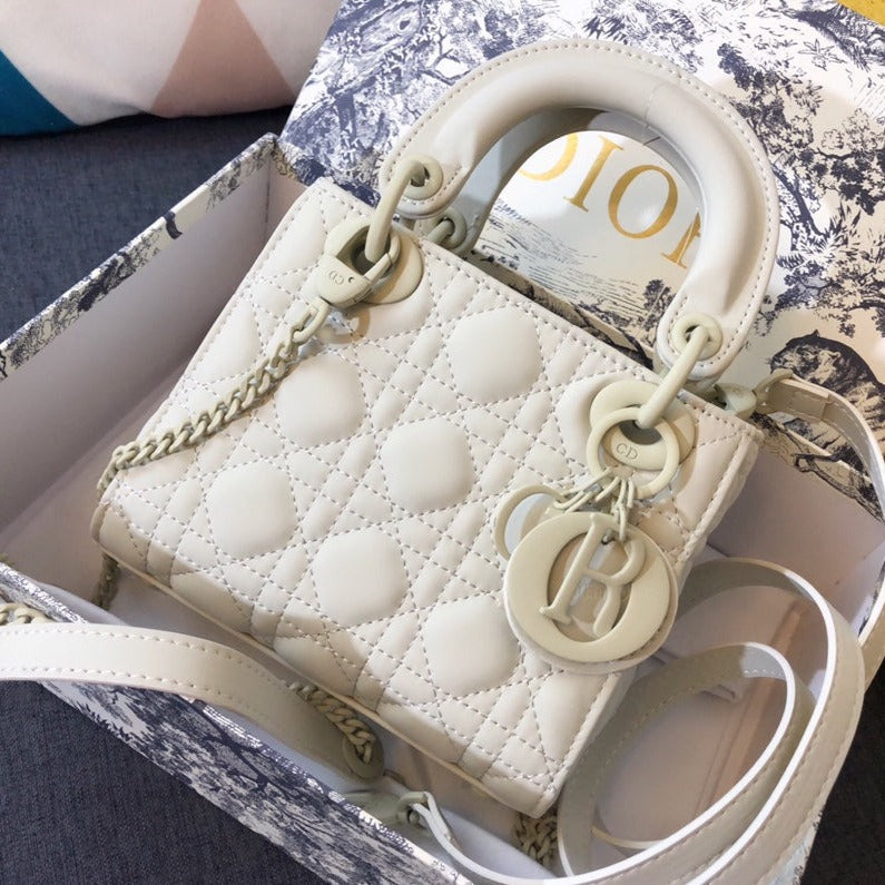 Luxury DiorMINI LADY 17 BAG IN WHITE CALFSKIN