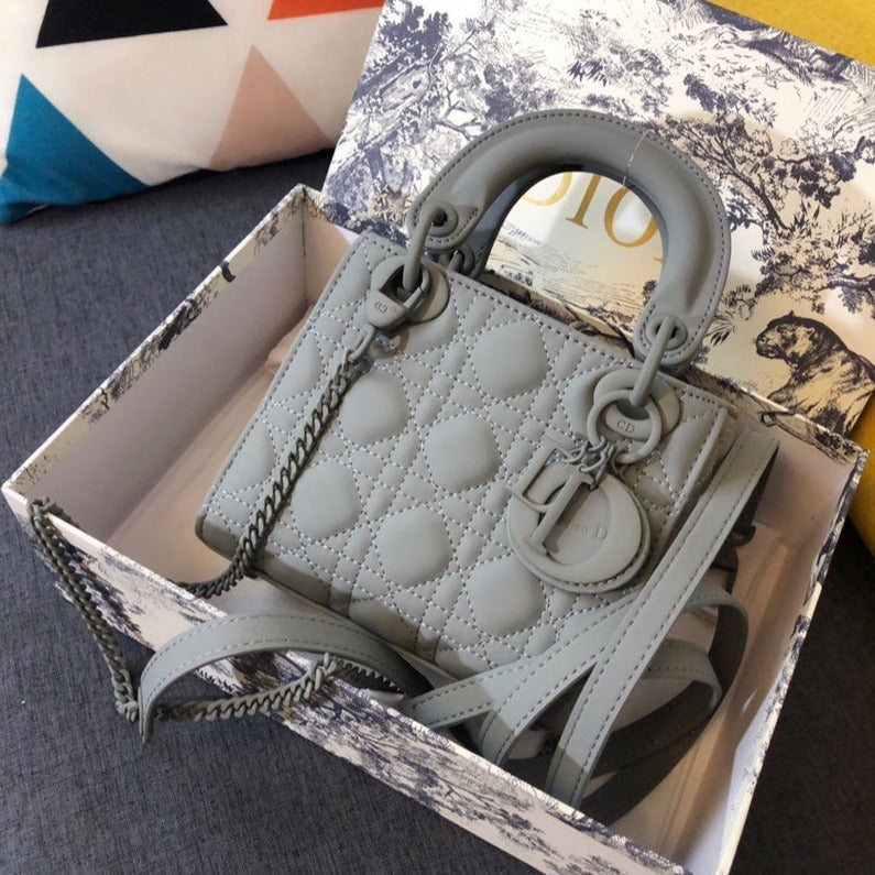 Luxury DiorMINI LADY 17 BAG IN GREY CALFSKIN