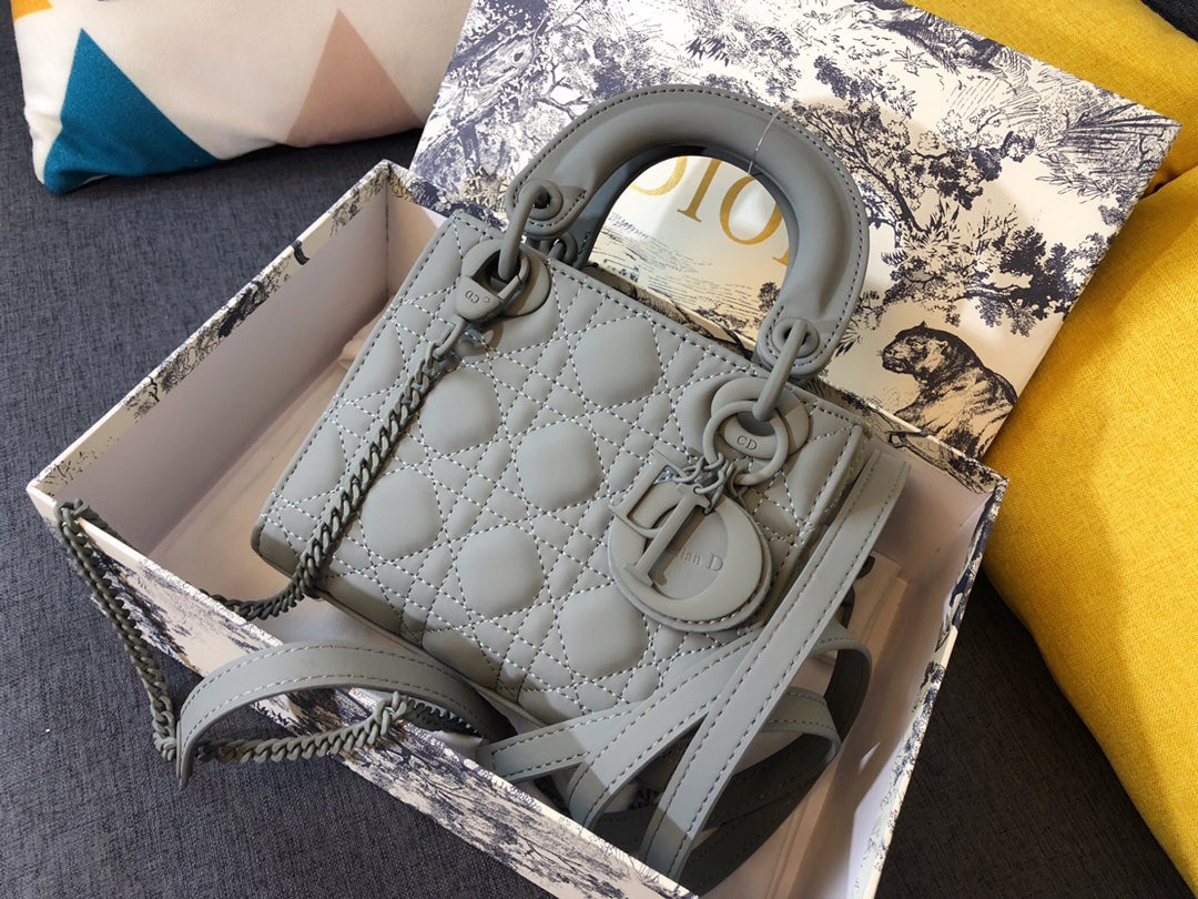 Luxury DiorMINI LADY 17 BAG IN GREY CALFSKIN