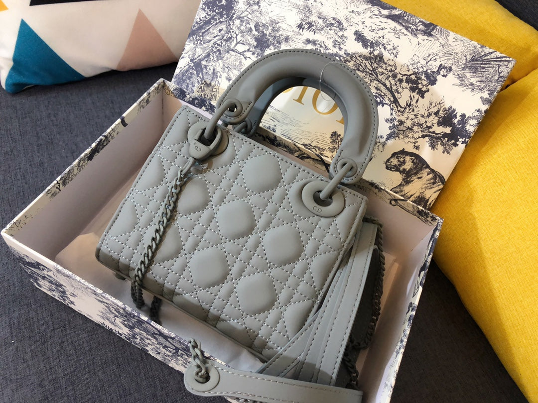 Luxury DiorMINI LADY 17 BAG IN GREY CALFSKIN