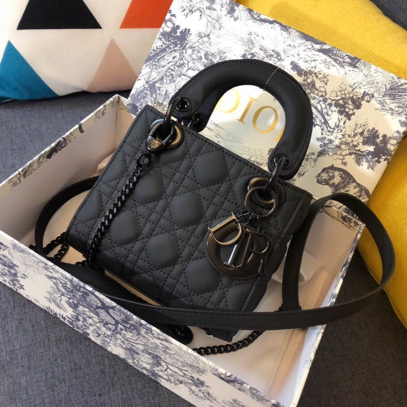 Luxury DiorMINI LADY 17 BAG IN BLACK CALFSKIN