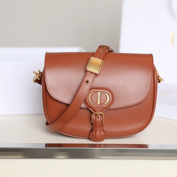 Luxury DiorMEDIUM BOBBY 22CM DARK TAN CALFSKIN GOLD HARDWARE