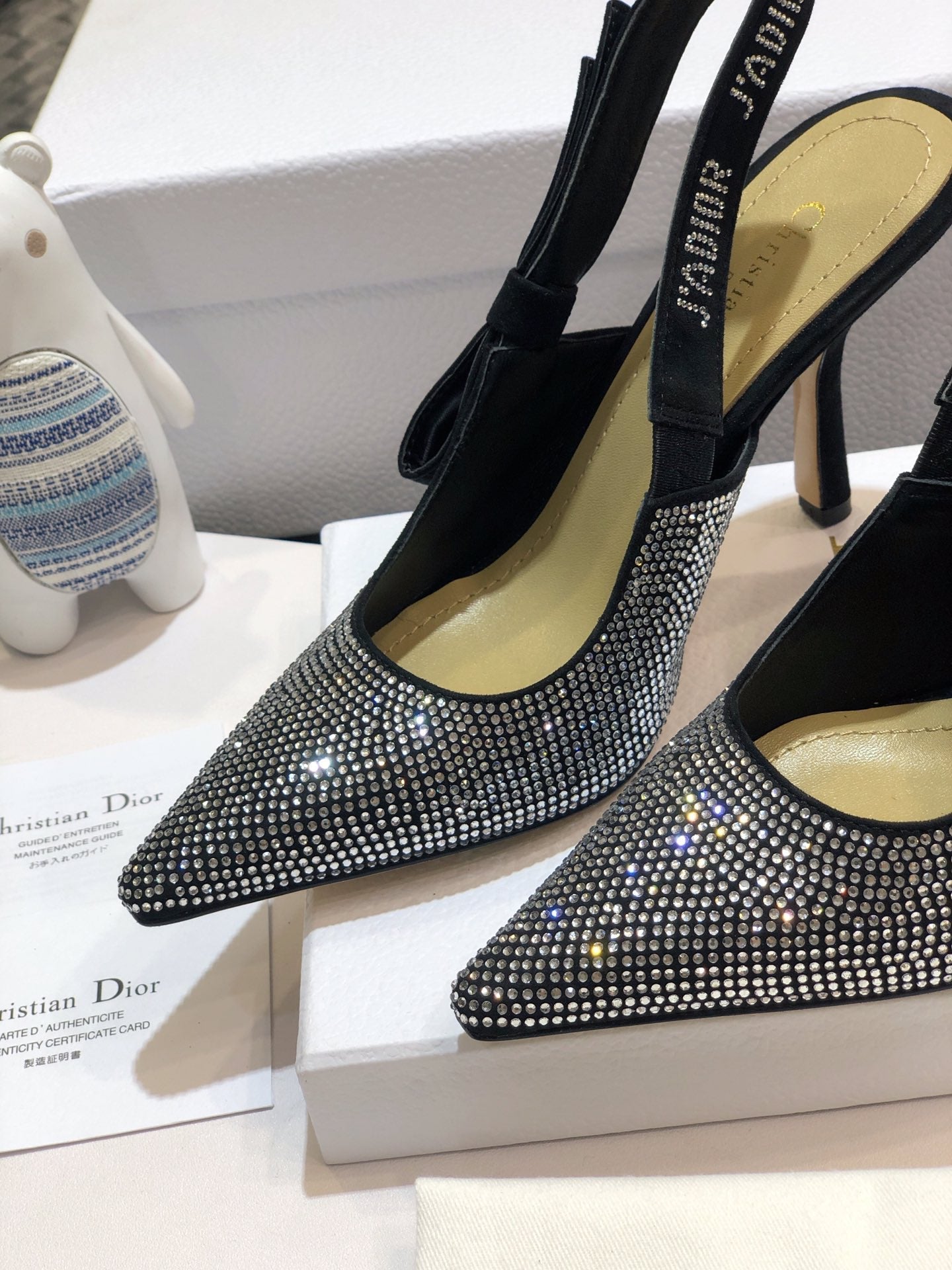 Luxury DiorJA Luxury Diorslingback pump 95 black full diamond crystal and seude