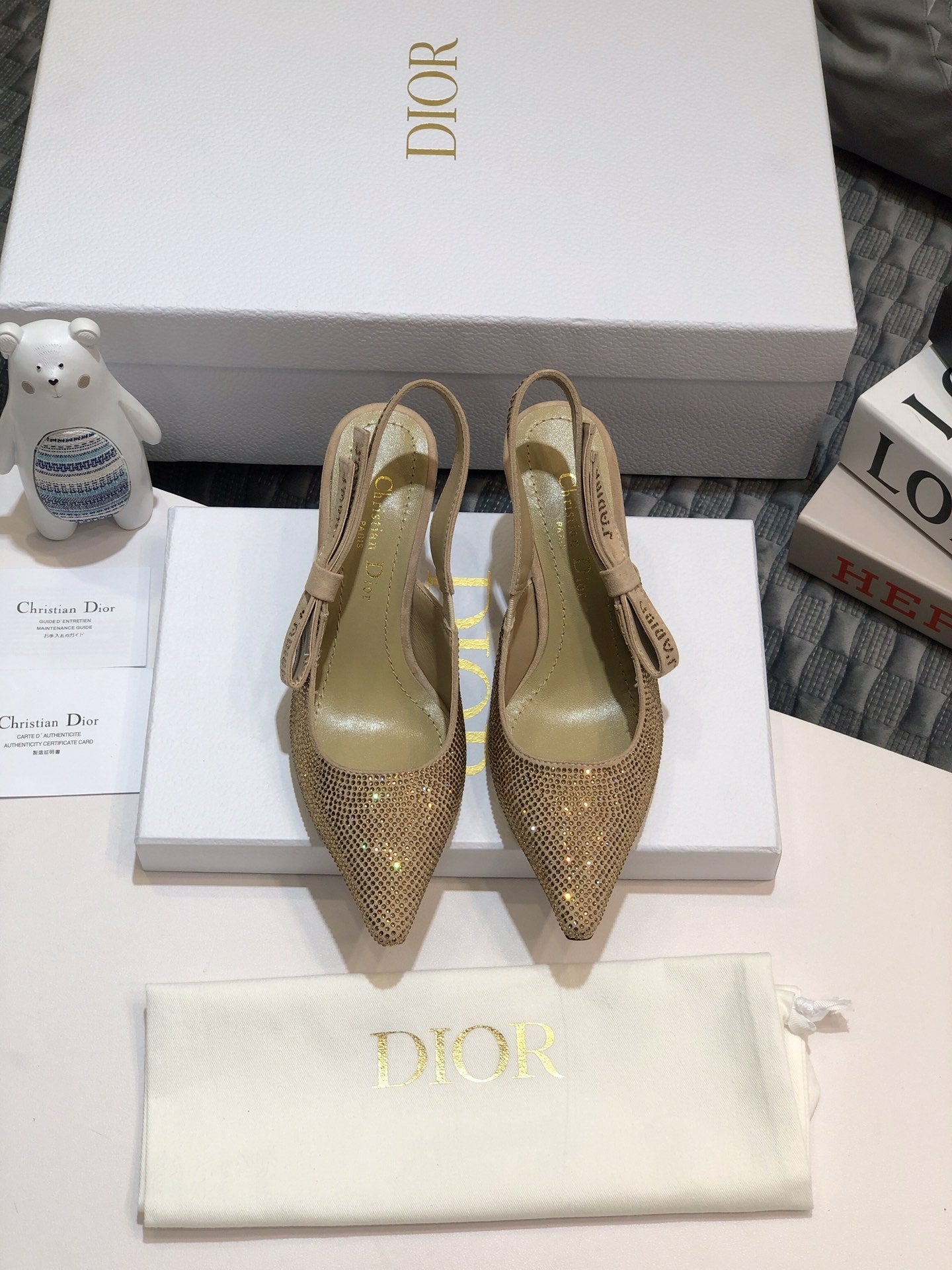Luxury DiorJA Luxury Diorslingback pump 65 beige full diamond crystal and seude