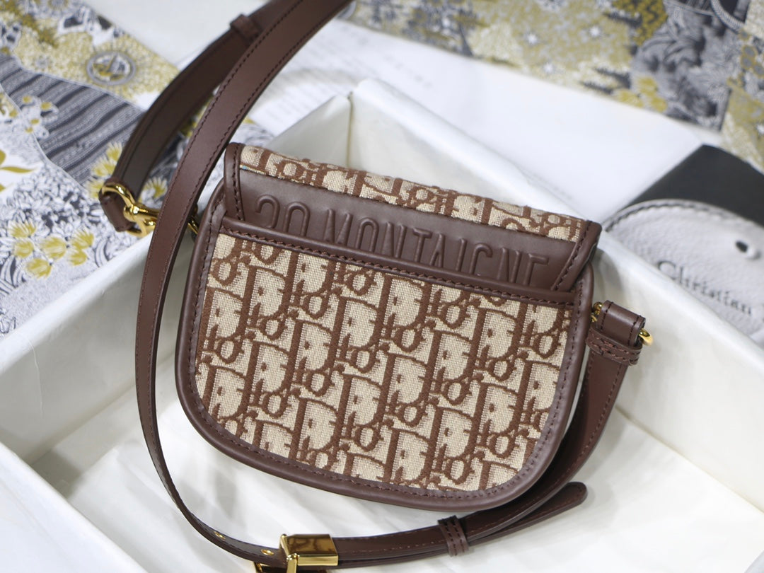 Luxury DiorMEDIUM BOBBY 22CM CHOCOLATE OBLIQUE CANVAS GOLD HARDWARE