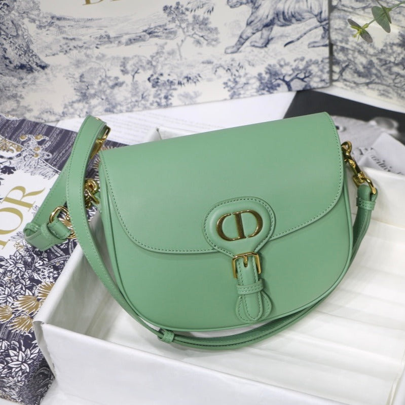 Luxury DiorMEDIUM BOBBY 22CM BLUE GREEN CALFSKIN GOLD HARDWARE