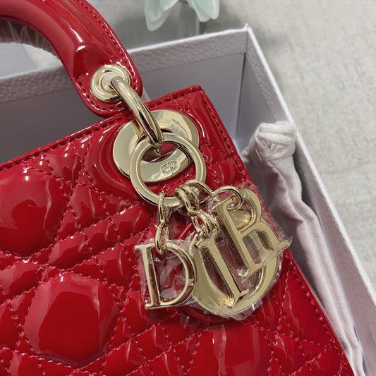 Luxury Diormini lady 17 red patent calfskin