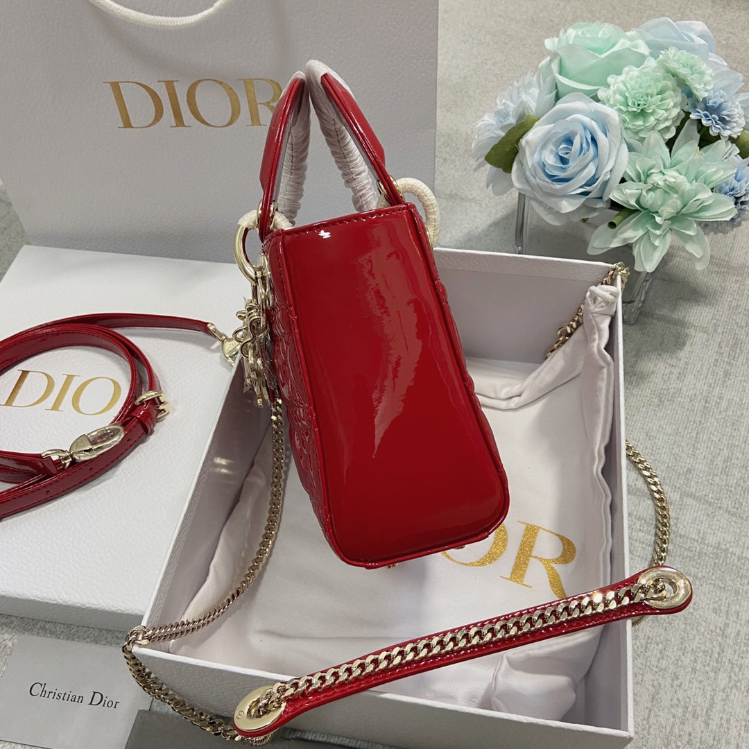 Luxury Diormini lady 17 red patent calfskin