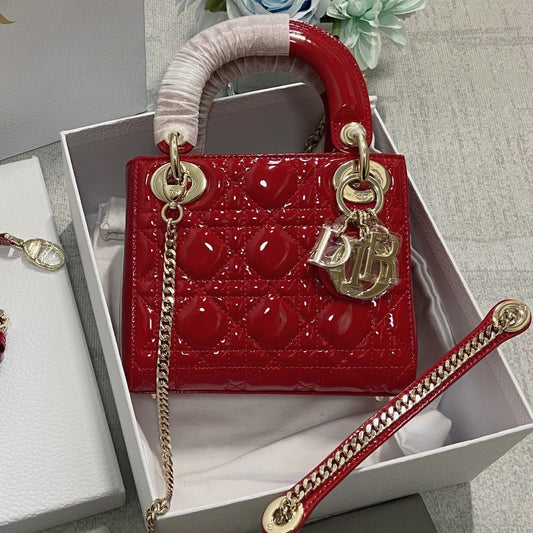 Luxury Diormini lady 17 red patent calfskin