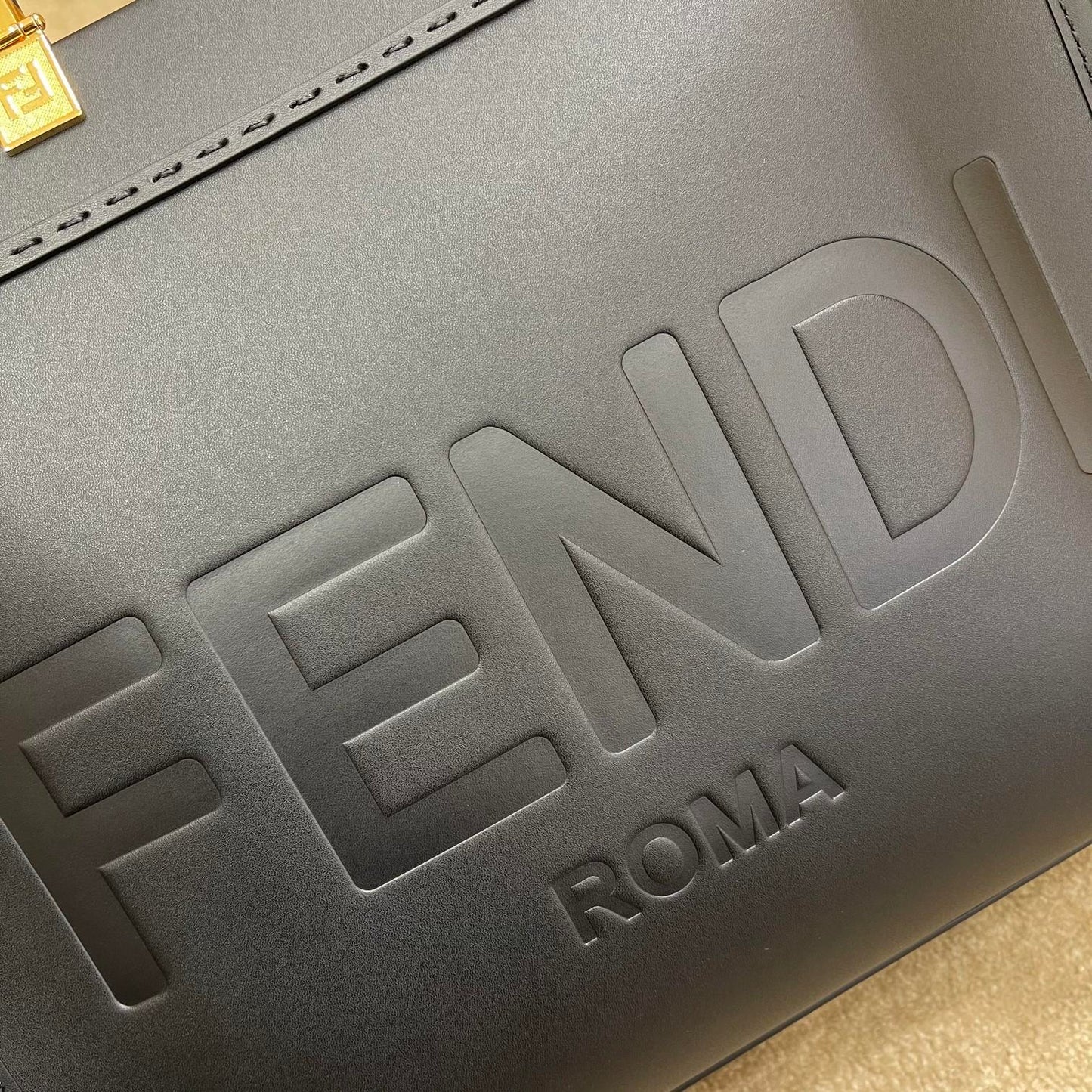 Luxury FendiSHINE LARGE 35 TOTE IN BLACK CALFSKIN