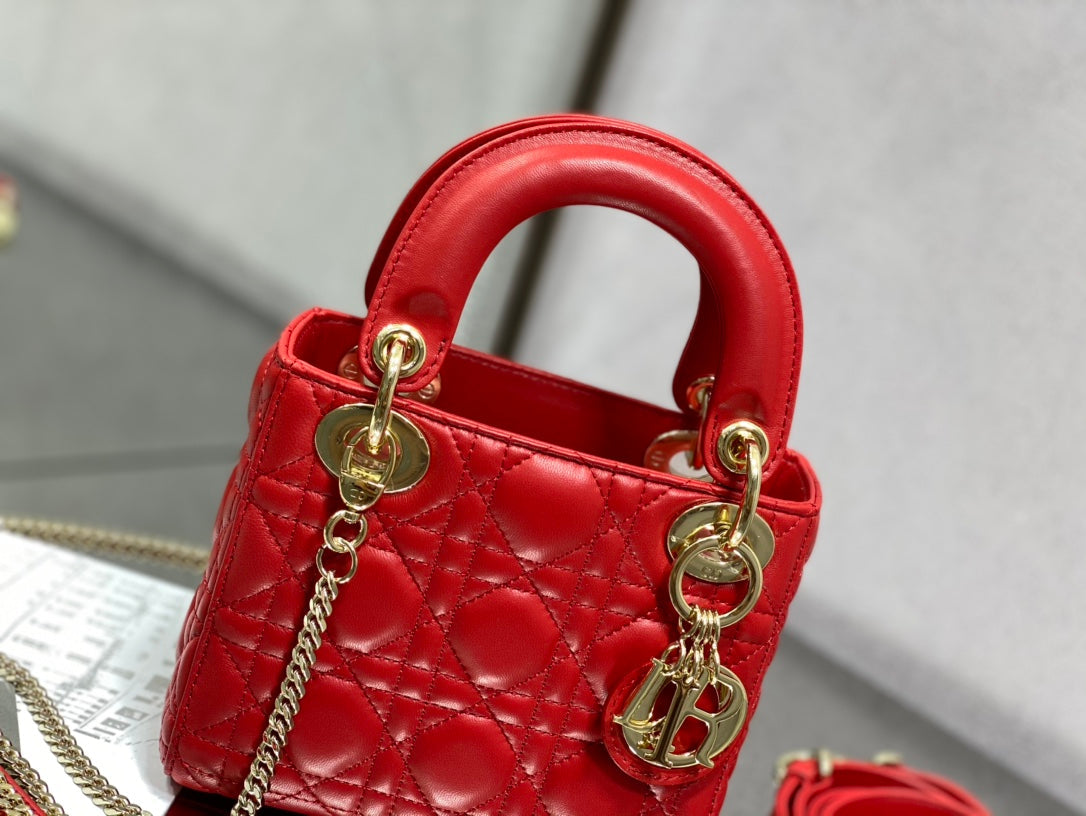 Luxury Diormini lady 17 red lambskin