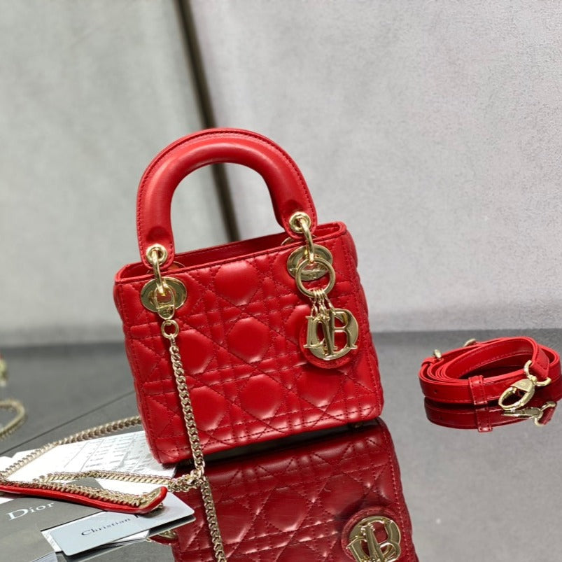Luxury Diormini lady 17 red lambskin