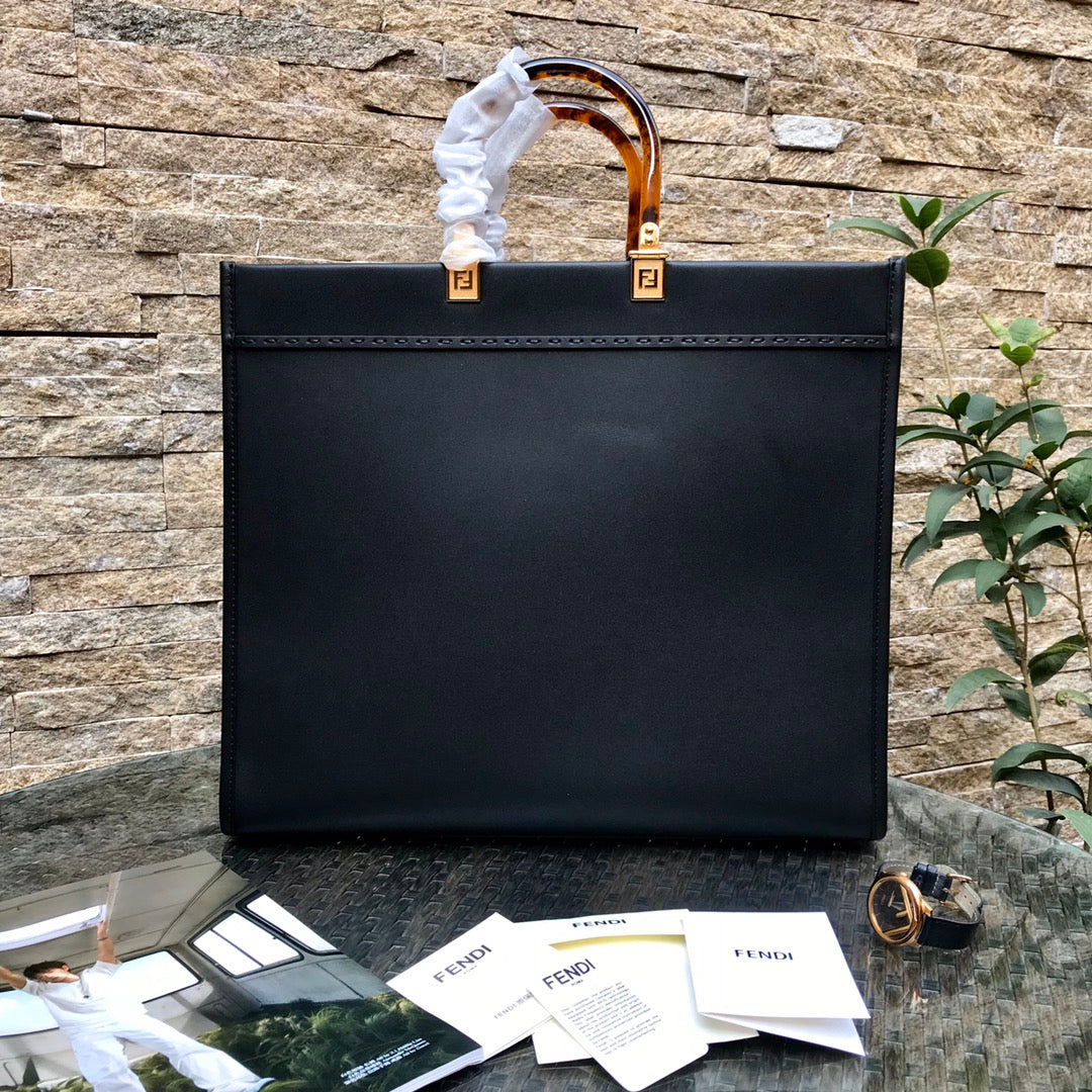 Luxury FendiFend Sunshine Large Bag 40.5 Black Leather