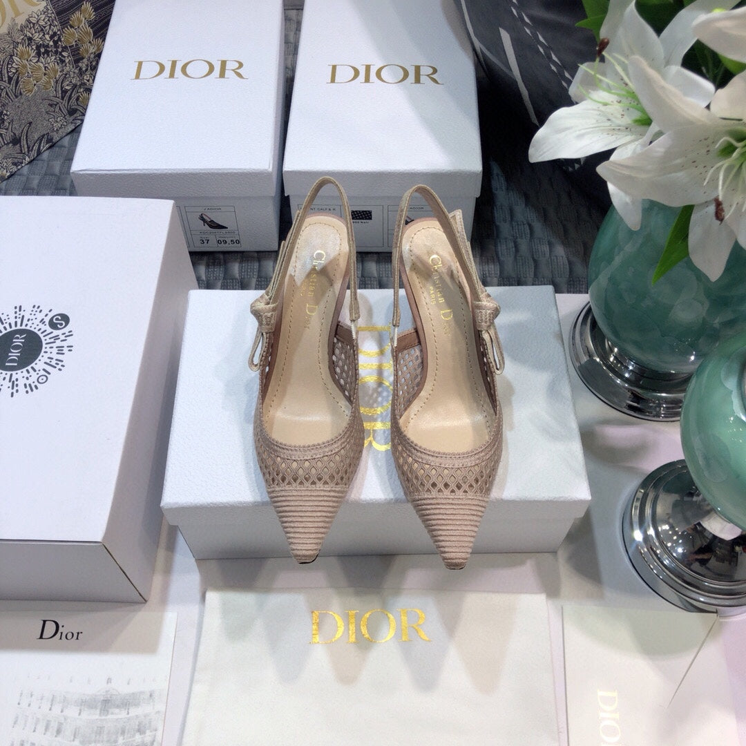 Luxury DiorJA Luxury Diorslingback pumps 65 transparent mesh rose canelle embroidered cotton
