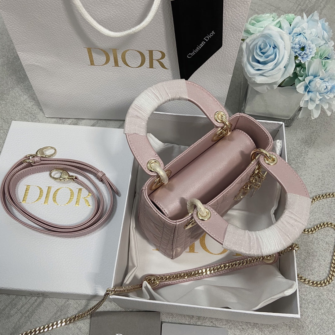 Luxury DiorMINI LADY 17 MY ABC PINK LAMBSKIN