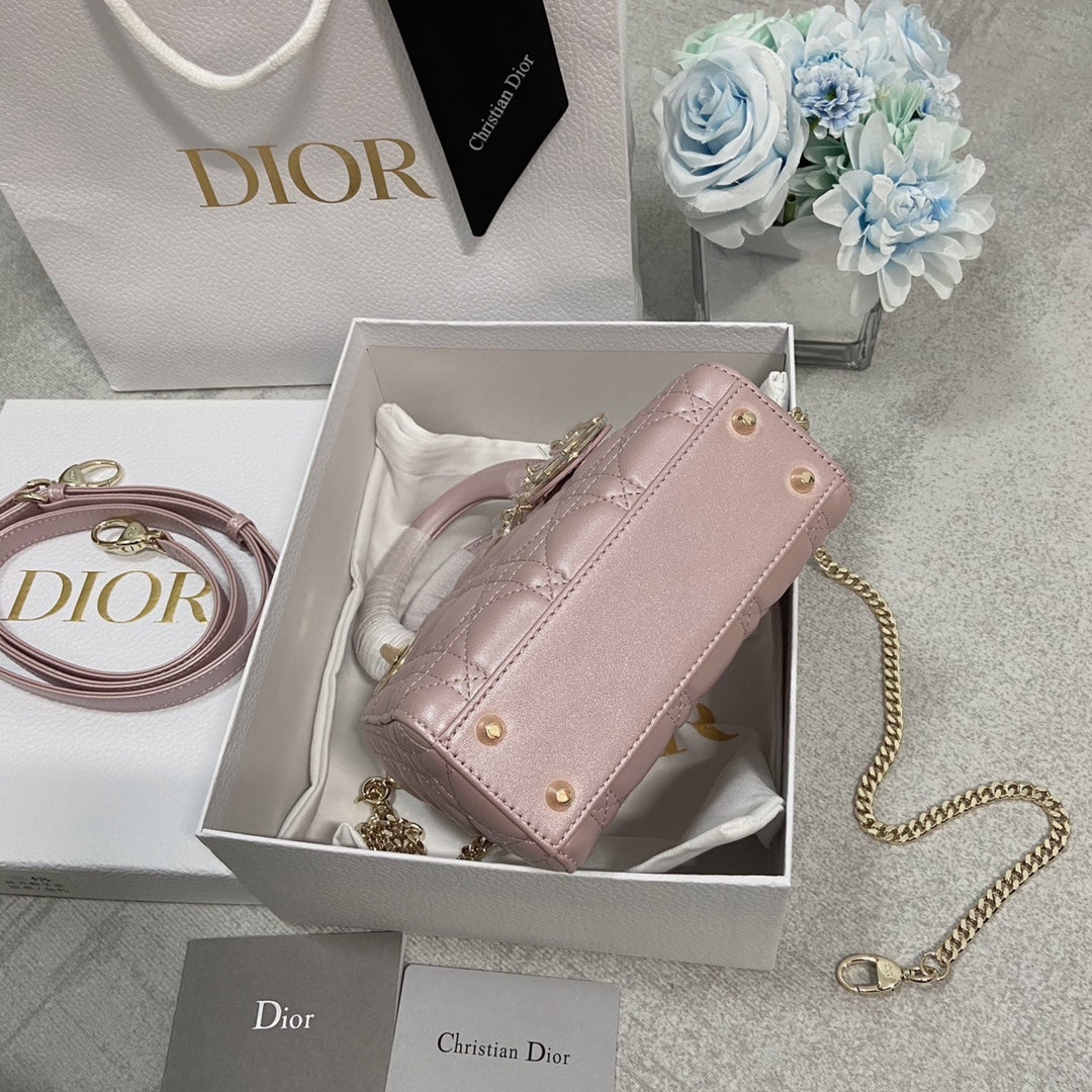 Luxury DiorMINI LADY 17 MY ABC PINK LAMBSKIN