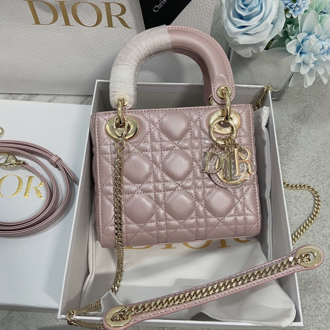 Luxury DiorMINI LADY 17 MY ABC PINK LAMBSKIN