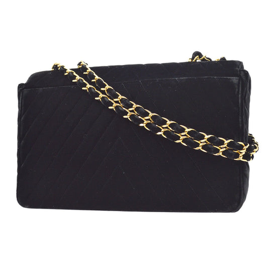 CHANEL★ 1991-1994 Chevron Classic Flap Maxi Black Velvet AK37942e