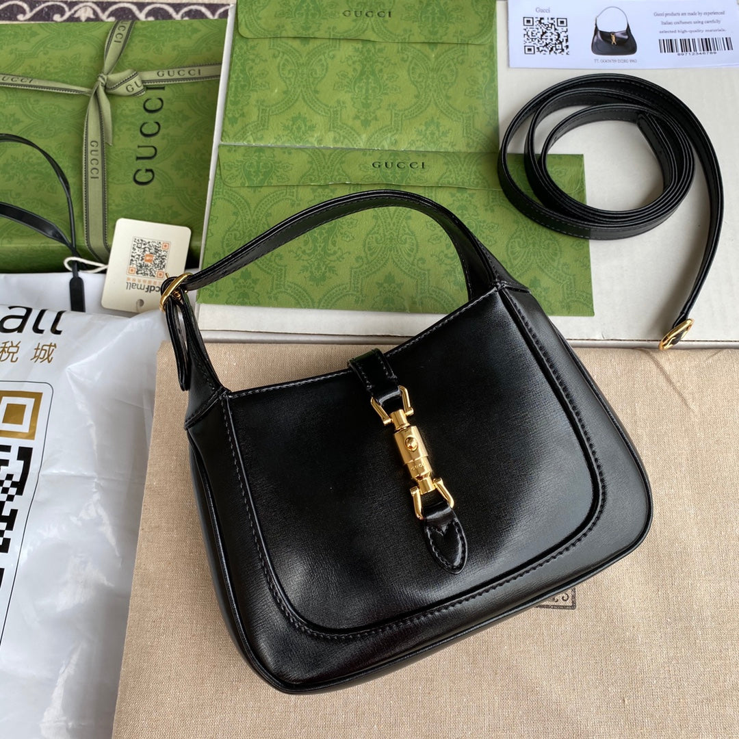 Luxury Gucci gg jackie mini 19cm black calfskin