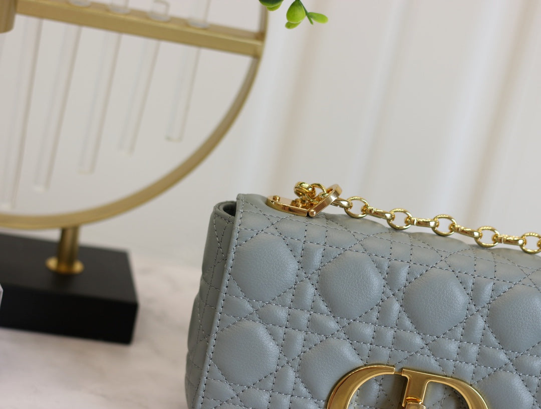 Luxury DiorCARO MINI BAG 20 IN LIGHT BLUE CALFSKIN