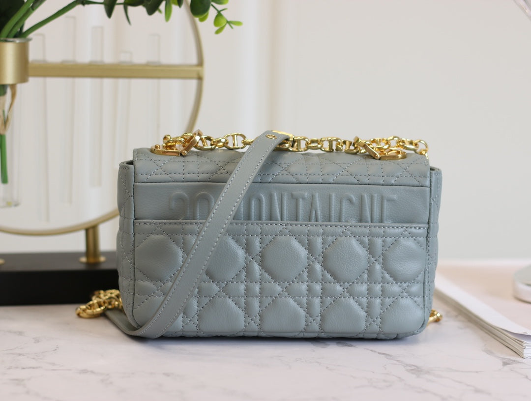 Luxury DiorCARO MINI BAG 20 IN LIGHT BLUE CALFSKIN