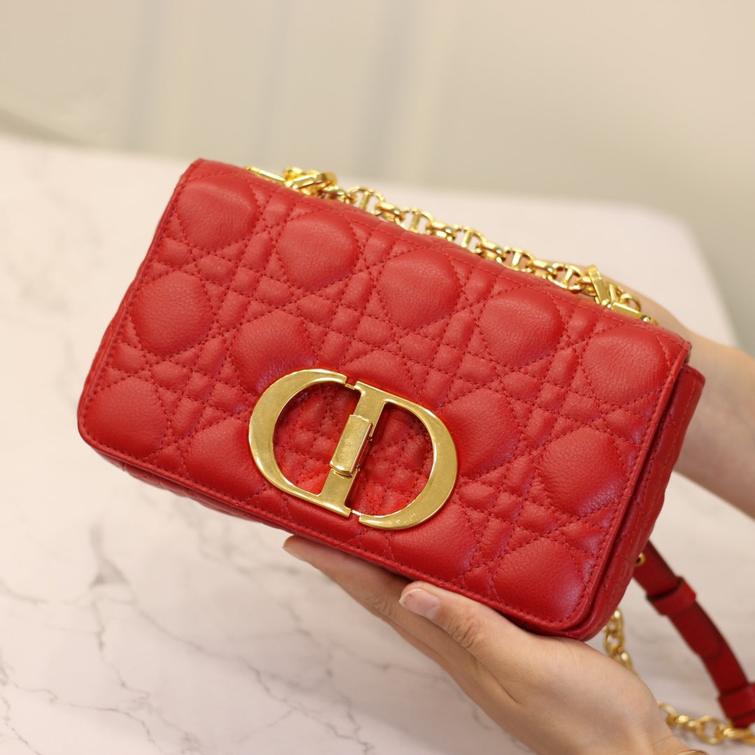 Luxury DiorCARO MINI BAG 20 IN CANDY RED CALFSKIN