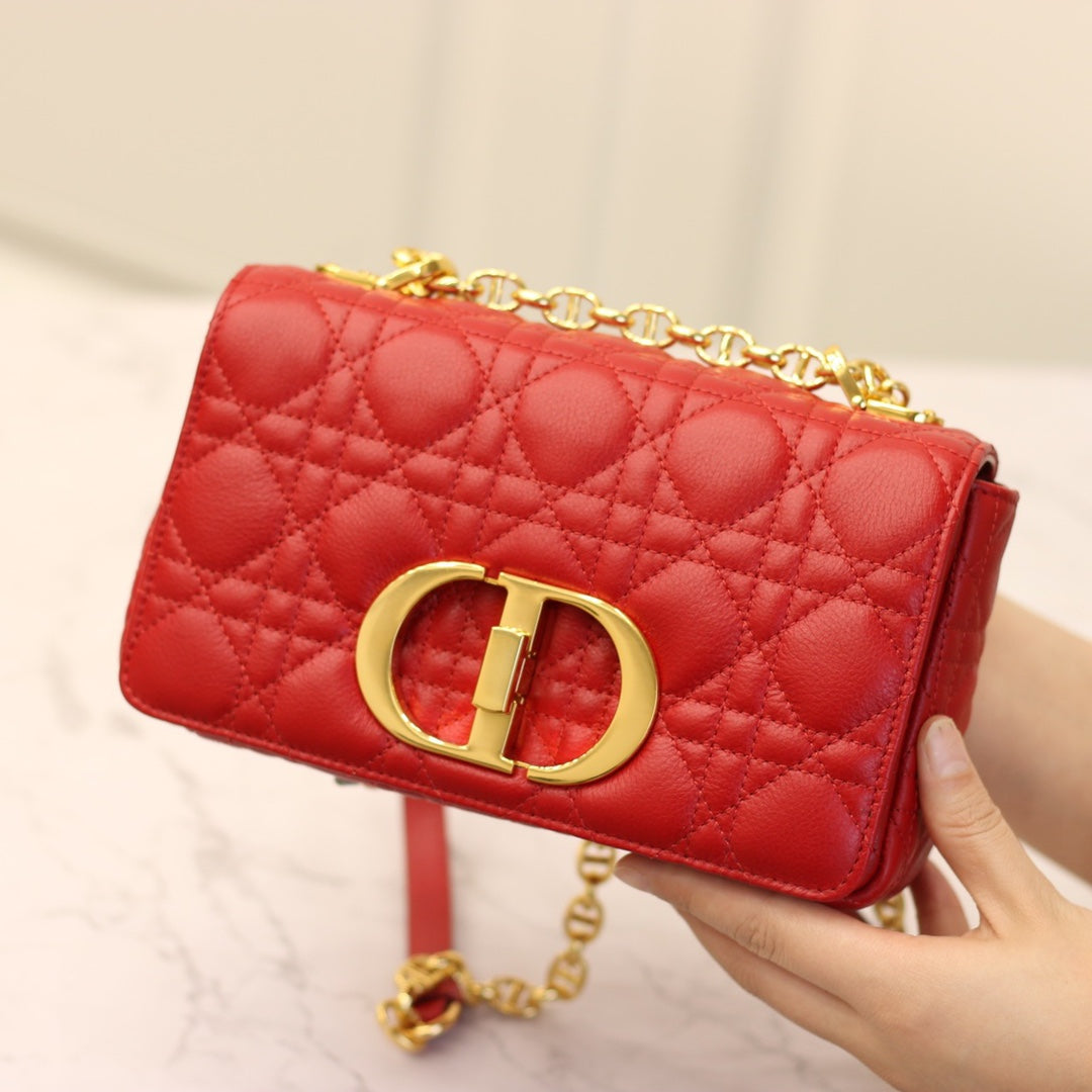 Luxury DiorCARO MINI BAG 20 IN CANDY RED CALFSKIN