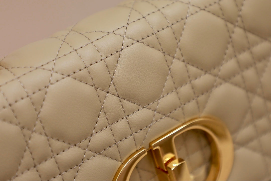Luxury DiorLARGE CARO BAG 28 LIGHT BEIGE CALFSKIN