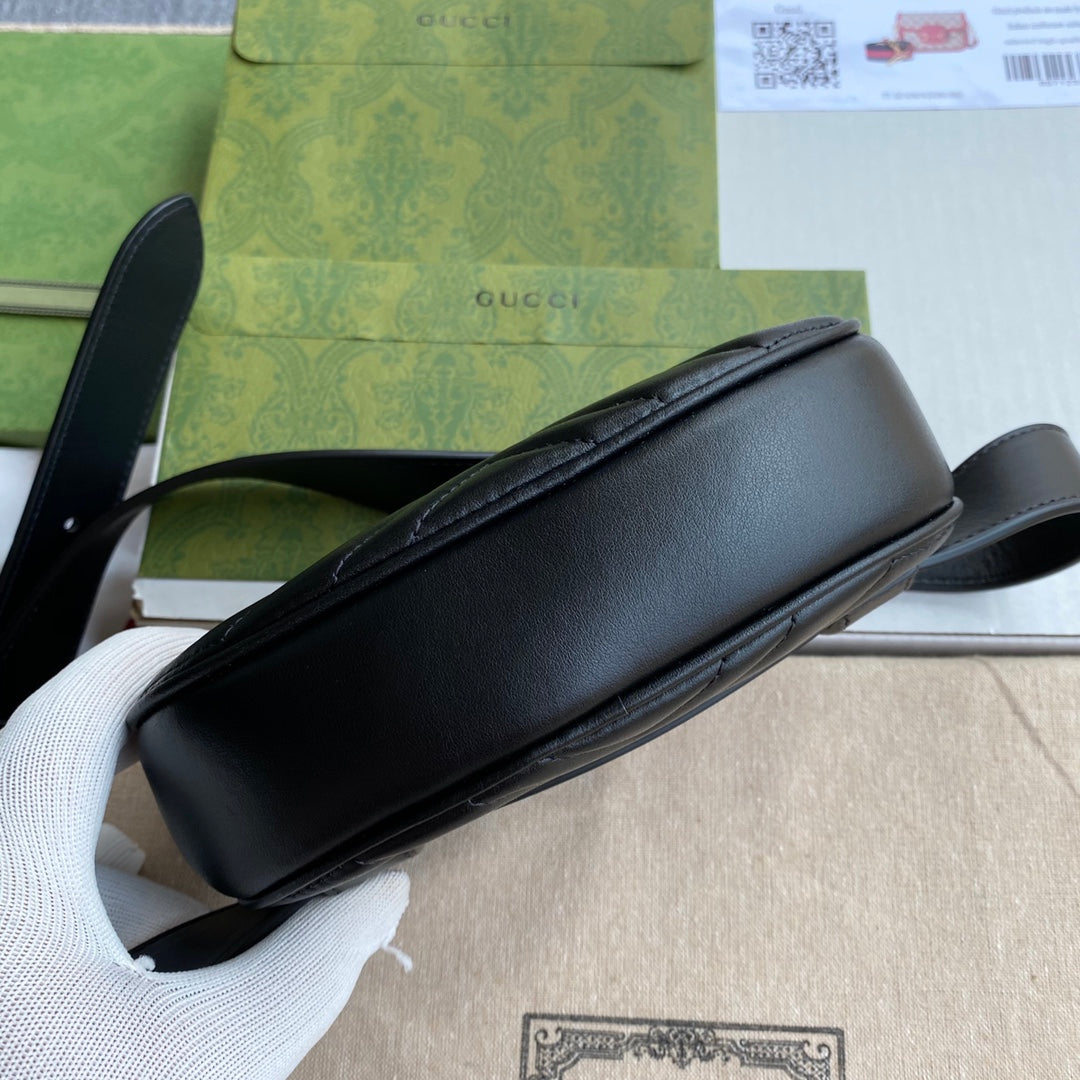 Luxury Gucci MARMONT BELT BAG 18 IN BLACK CALFSKIN