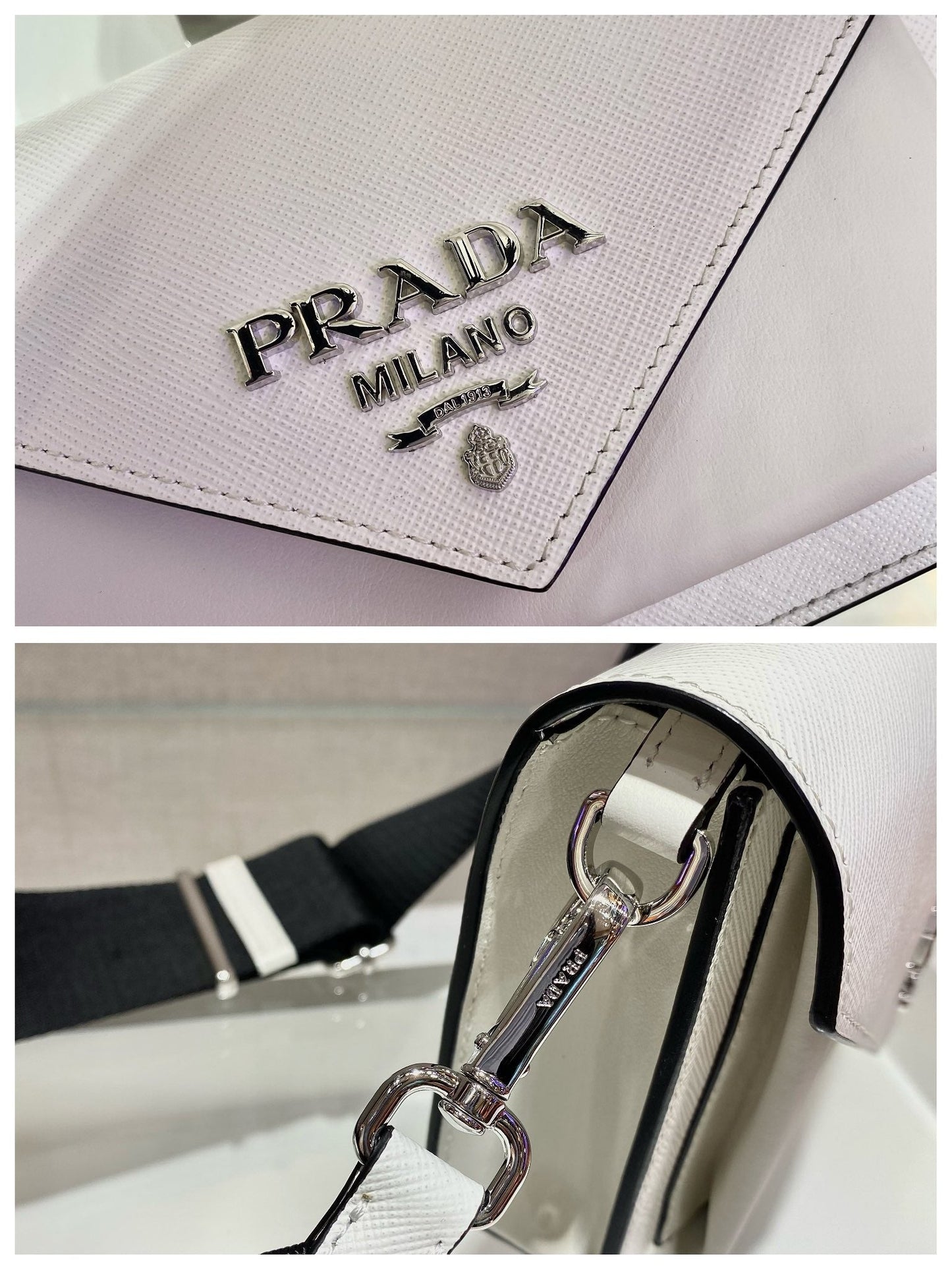 Luxury PradaENVELOPE FLAP BAG 20 IN WHITE SAFFIANO LEATHER