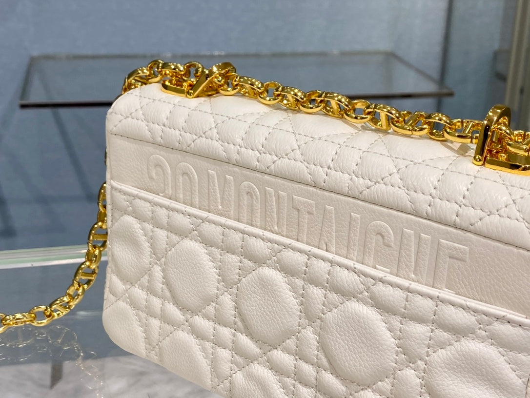 Luxury DiorSMALL CARO BAG 20 WHITE CALFSKIN